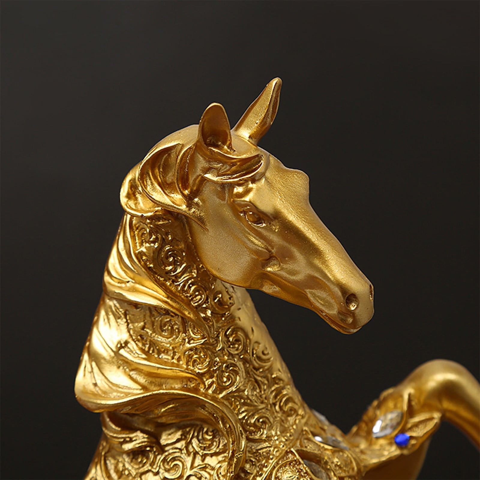 Horse Statue Resin Desktop Figurine, Multicolor Equestrian Decorative Ornament, Stable Base Horse Sculpture for Home Office Shelf, Gift for Horse Lovers and Lunar New Year