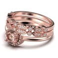 thumbnail image 4 of Fairy Minimalist 2.25 Carat Round Cut Morganite And Diamond Moissanite Engagement Ring Wedding Ring, Two Matching Band In 10K Solid Rose Gold Shank, Gift For Her, Promise Ring, Anniversary, Trio Set, 4 of 4