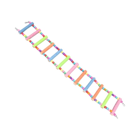 Wooden Ladder Bird Cage Wood Stand Parrot Chew Toy for Canaries Pet Supplies Frosted Twelve Knots