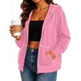 thumbnail image 5 of Womens Long Sleeve Zip Up Hoodies Plus Size Drawstring Comfy Tunic Sweatshirt Casual Lightweight Fall Jackets with Pockets, 5 of 8