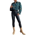 thumbnail image 4 of SAYOO Camisa de mujer, blusa con botones, estampado casual, cuello de solapa, manga larga, ajuste holgado, tops SAYOO moda, 4 of 9
