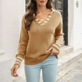 thumbnail image 3 of Vedolay Womens Long Sleeve Tops Women's 2023 Fall Sweater Casual Long Sleeve Turtleneck Loose Knit Tops,Yellow S, 3 of 4