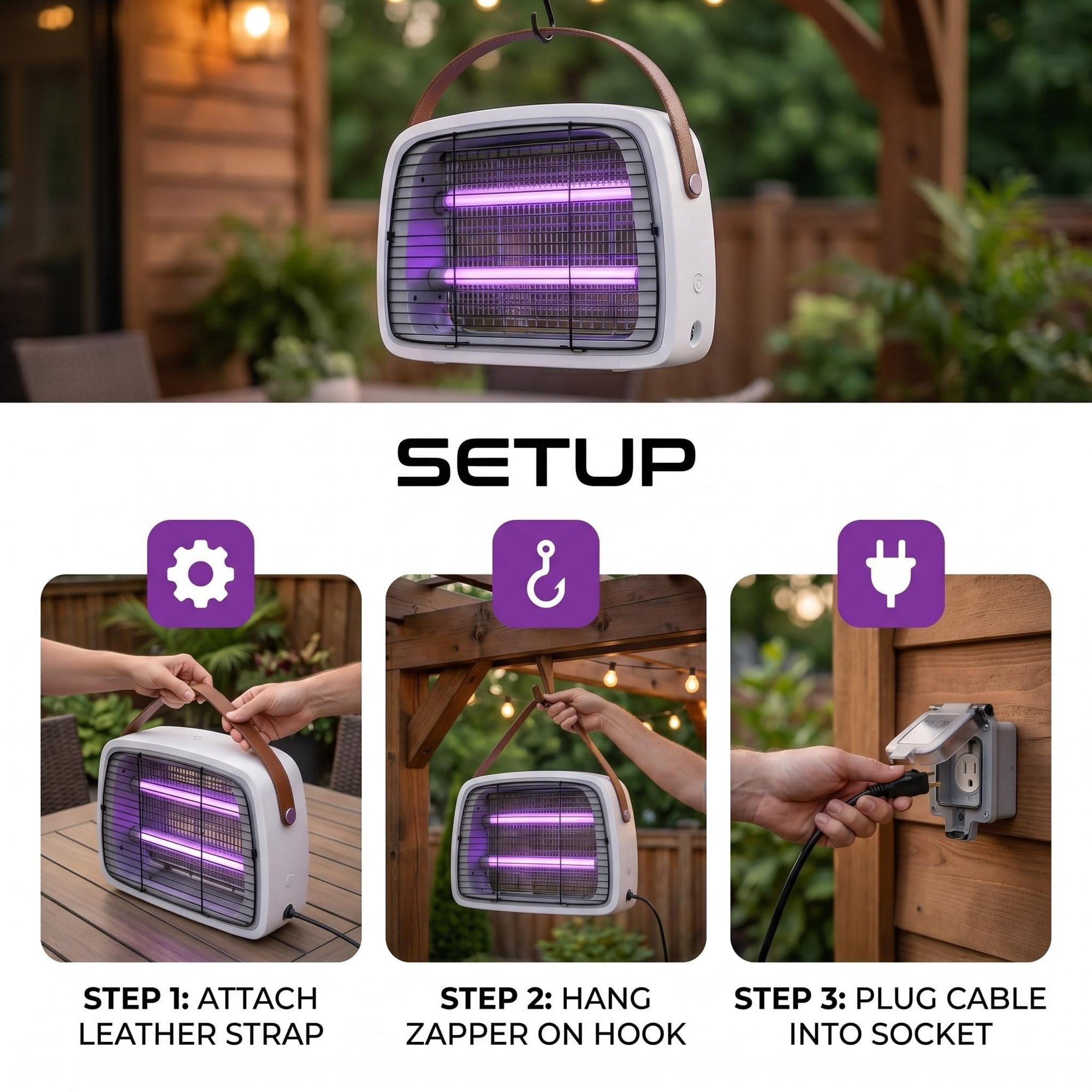 HeartGoods Bug Zapper, Mosquito Zapper, Up to 6000 Hours Lifespan Lamps, 3.9 ft Power Cord, High-Voltage, Fly Trap Mosquito Trap, Fly Killer Fly Zapper