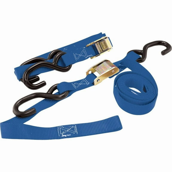 BikeMaster 100515 Tie Downs with Intergrated Soft Hooks - 1in. x 74in. - Blue