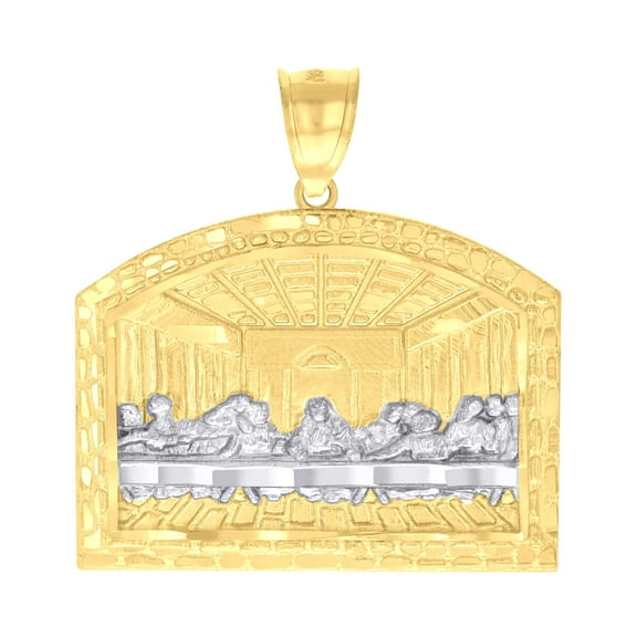 10k 10kt Two-tone Gold Mens Nugget Last Supper Religious Charm Pendant for Men