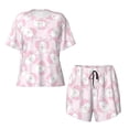 thumbnail image 5 of "Wukai Cute Rabbit Women's Pajama Set - Short-Sleeve Top and Shorts with Elastic Waistband and Pockets for Loungewear, Yoga, and Casual Wear-Large, 5 of 8