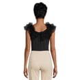 thumbnail image 2 of Love by Design Women's Juniors Powder Puff Tulle Ruffle Bodysuit, 2 of 8