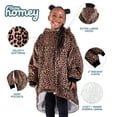 thumbnail image 4 of Bare Homey Plush Sherpa Wearable Blanket - Fluffy & Soft - Lightweight - Kids, Leopard, 4 of 9