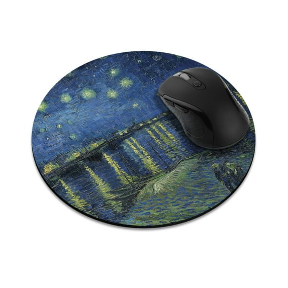 FINCIBO Round Standard Mouse Pad, Non-Slip Mouse Pad for Home, Office, and Gaming Desk, The Starry Night Over The Rhone Van Gogh
