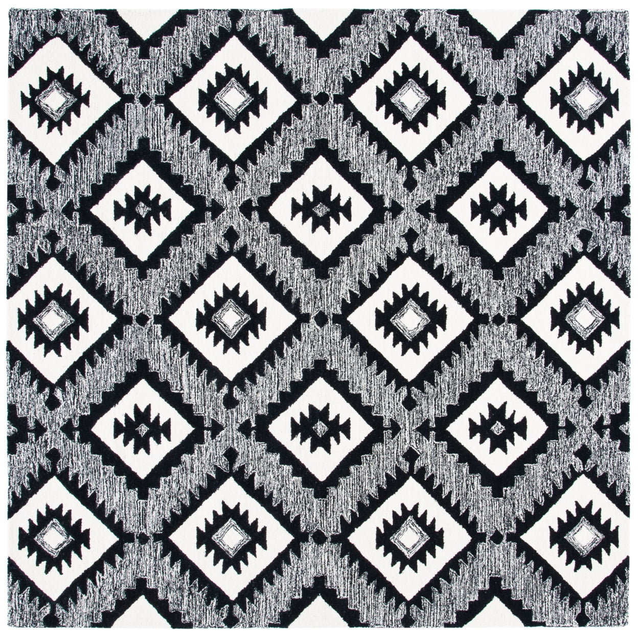 SAFAVIEH Aspen Michaelangelo Southwestern Wool Runner Rug, Charcoal/Black, 2'3" x 7'