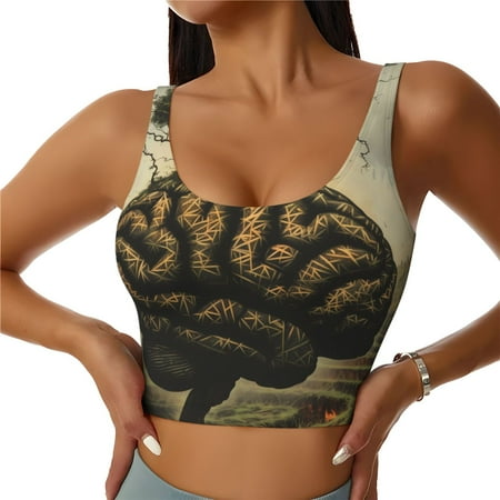 Matuu Surreal Brain Tree for Women s Sports Bra - Soft  Comfortable and Breathable Sports Vest for Yoga  Fitness  and Dance-Small
