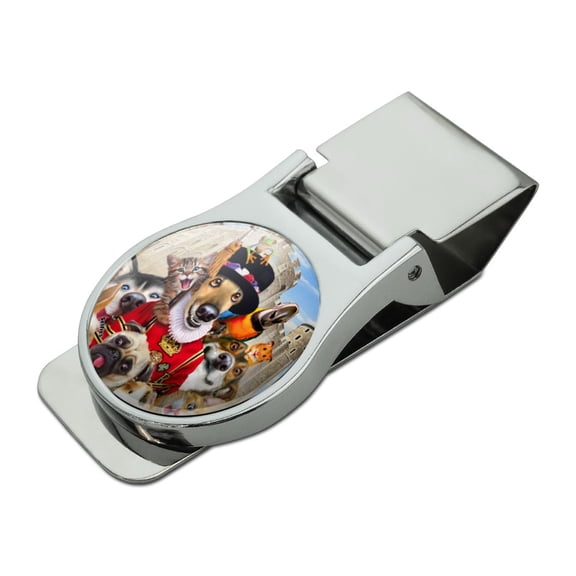 Tower of London England Britain Selfie Dogs Cats Satin Chrome Plated Metal Money Clip