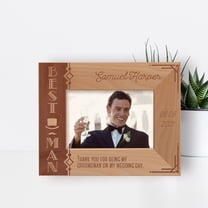 Thank You For Being My Groomsman On My Wedding Day Personalized Wooden Frame-5" x 3 1/2" Brown Horizontal