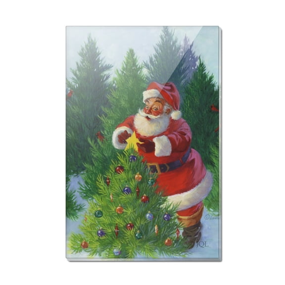 Christmas Holiday Santa Claus Trees Rectangle Acrylic Fridge Refrigerator Magnet
