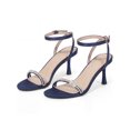 thumbnail image 4 of BLISSFUL STEP Women's Back to School Sandals Rhinestone Stiletto Heels Ankle Strap Sandals for Women Navy Blue 10, 4 of 7