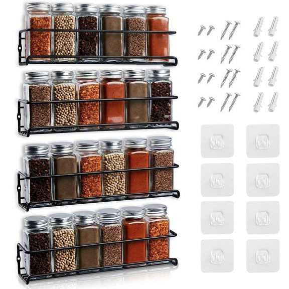 Beiled 4-Tier Hanging Spice Rack Organizer, Space Saving Seasoning Organizer for Kitchen Cabinet, Cupboard or Pantry Door, Metal, 11.5"