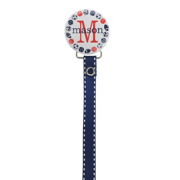 Personalized Name Boys Sports Themed Pacifier Clip