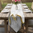 thumbnail image 6 of Table Runners 72 Inches Long, Gray Gold Marble Cotton Linen Kitchen Dining Coffee Table Runner for Party Home Decor, Modern Abstract Marble Crack Texture Tabletop Dresser Scarves Runner 18x72 Inch, 6 of 9