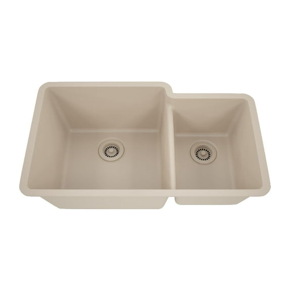 32" x 19" Quartz Kitchen Sink, Double Bowl Sink, Drop-in Sink, Undermount Sink, Granite Kitchen Sink, Galaxy Beige Kitchen Sink by Lexicon Platinum LP-6040-B-SO