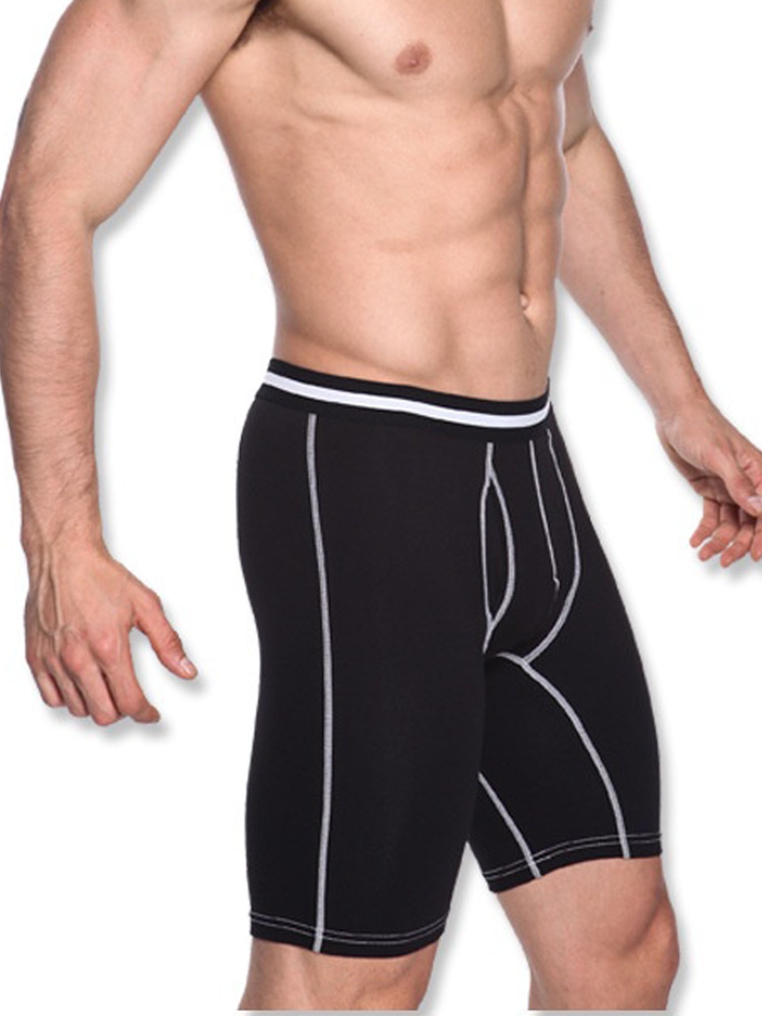 OCEAN-STORE Mens Underwear Boxer Briefs Cotton Long Leg Stretch Underwear Open-Fly Boxers for Men 