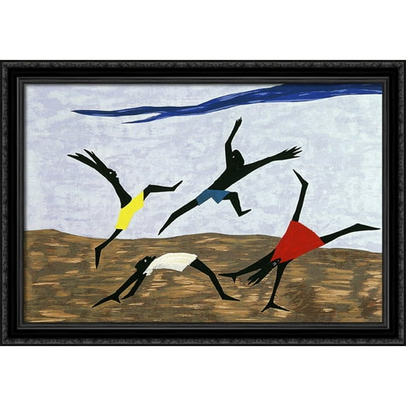 Harriet Tubman Series (Panel #4) 40x28 Large Black Ornate Wood Framed Canvas Art by Jacob Lawrence