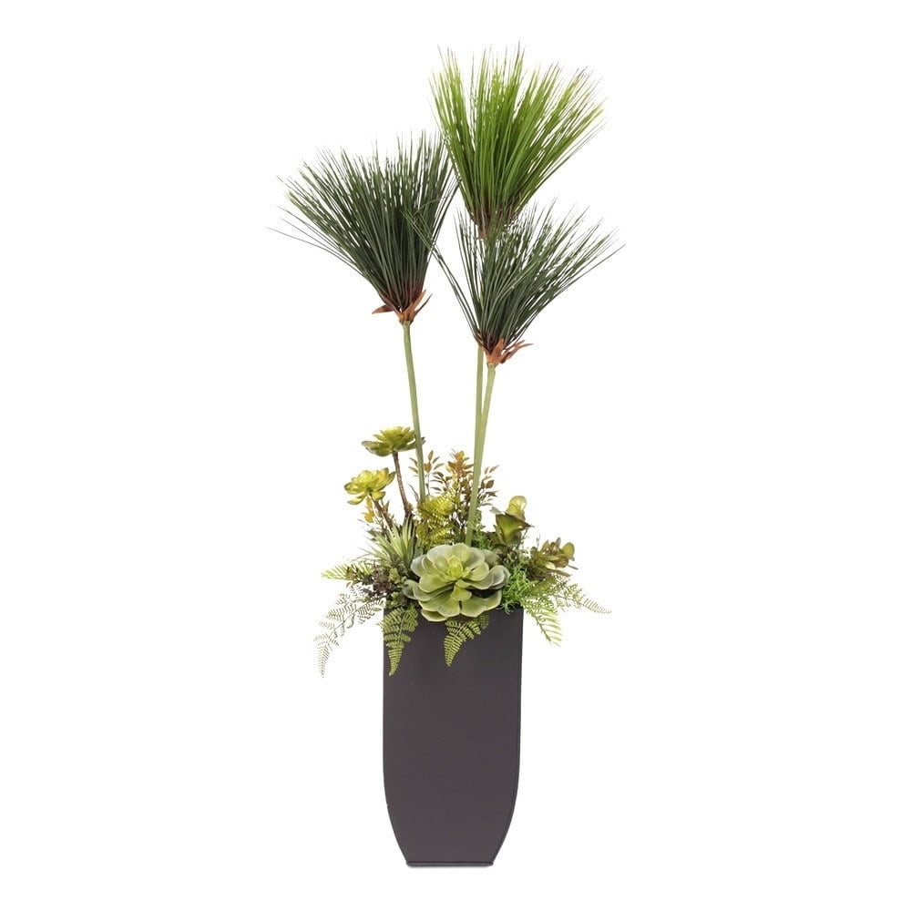 Small Umbrella Plant with Succulents in a Tall Metal Planter - Walmart ...