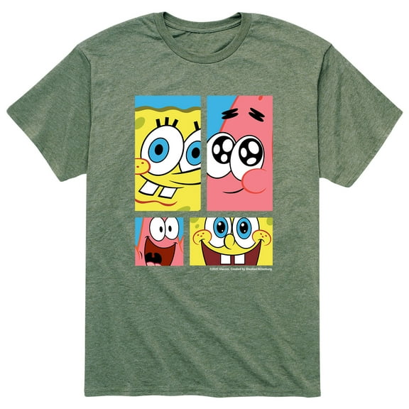 SpongeBob SquarePants - Spongebob and Patrick Star Grid - Men's Short Sleeve Graphic T-Shirt