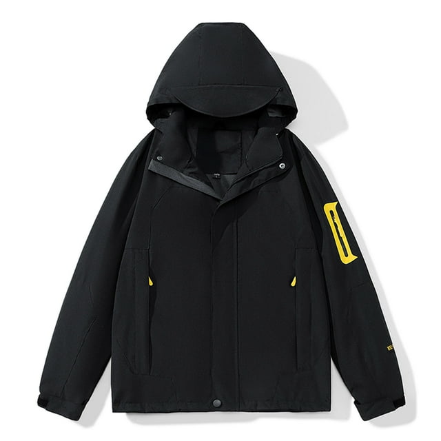 TIMIFIS Men's Lightweight Jackets Hooded Front-Zip Golf Jacket Sun Protection Work Coat Windbreaker for Hiking Travel Outdoor Charging Jacket Coat-Black - Fall