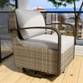 thumbnail image 3 of EAGLE PEAK Coastal Vista Outdoor Patio Wicker Swivel Glider Rocker Chair with Beige Cushion, 3 of 8