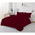 thumbnail image 3 of 1 Piece Pinch Pleated Duvet Cover 100% Cotton 1000 TC with Zipper Closure & Corner Ties Pintuck Bedding Duvet Cover - Super King Size (116" x 98") Inch, Burgundy Solid, 3 of 7