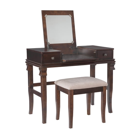 Pemberley Row Walnut Vanity Set Rectangular Flip Top 36"x18"x30" Unassembled