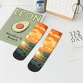 thumbnail image 5 of Uemuo Tropical Sunset Paradise Printed Crew Socks, Moisture-Wicking Socks, Athletic Socks for Men Breathable Cushion Socks Casual Sport Socks for Running Traveling, 5 of 6
