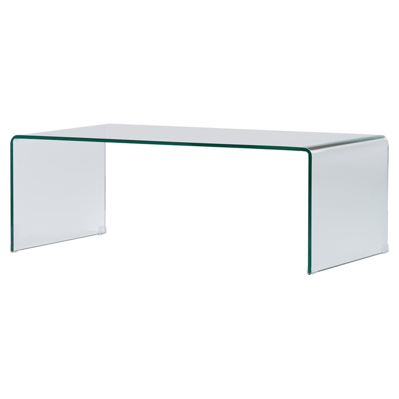 Pemberly Row Glass Coffee Table With, White Coffee Table Rounded Corners