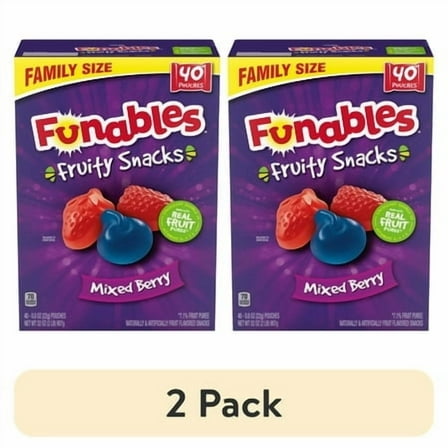 (2 pack) (2 pack) Funables Fruity Snacks, Mixed Berry Flavored Snacks, 32 oz 40 ct