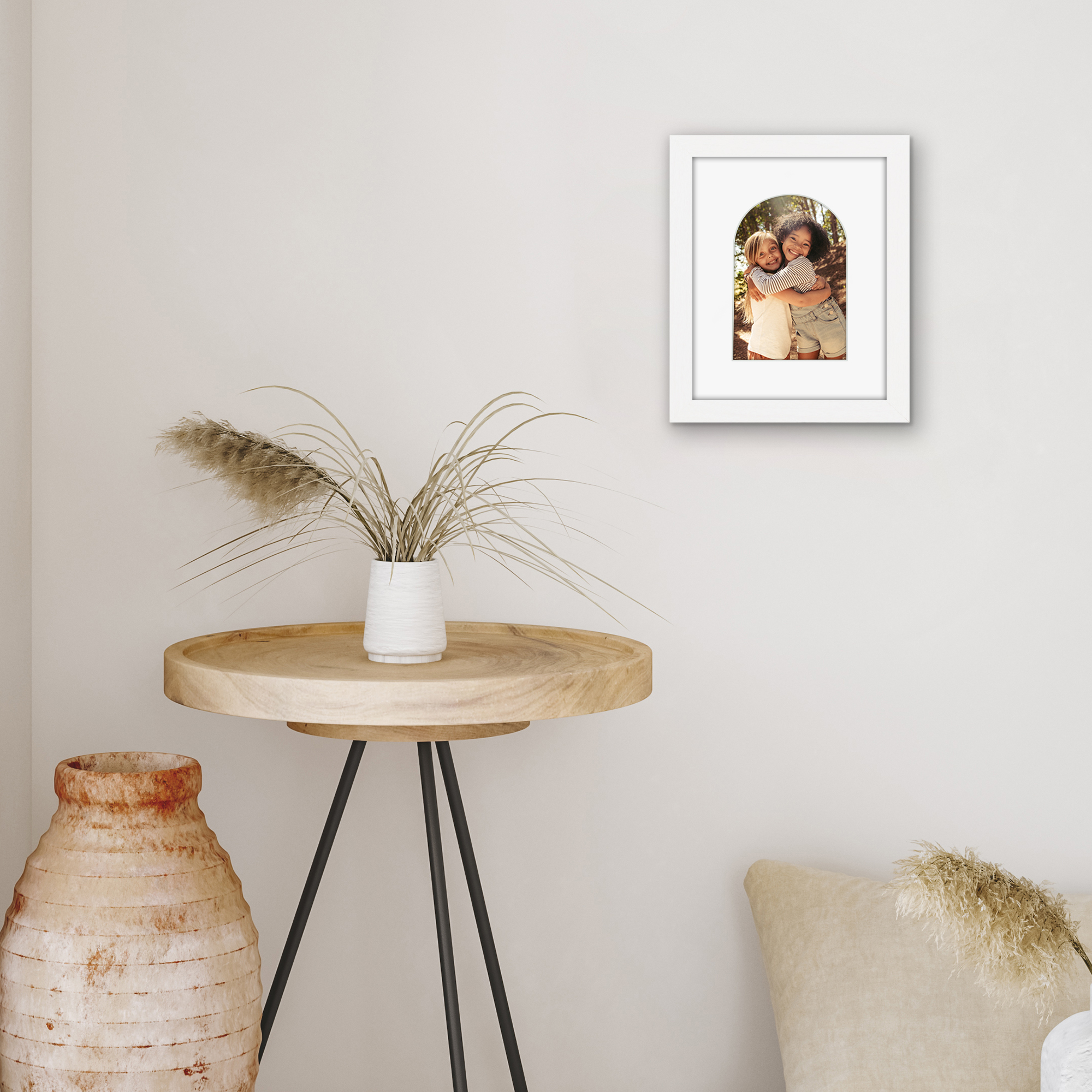 Americanflat 8" x 10" Picture Frame with Arch-Shaped Mat - White