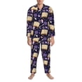 thumbnail image 3 of Salouo Lavender Flowers Print Button-Front Long Sleeve Pajama Set for Men, Soft 2Pjs Men's Long Sleeve Sleepwear-Medium, 3 of 7