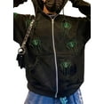 thumbnail image 3 of Sunloudy Women Spring Fall Coat, Rhinestones Skull/ Spider Print Long Sleeve Hooded Jacket with Zipper, 3 of 5