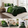 thumbnail image 6 of Quilts Twin Size Bedding Set, Soccer Lightweight Quilted Comforter, Goal Net Competitive Green Grass Athletic Soft Reversible Bedspread Coverlet with Pillow Covers for All Season, 68" x 86", 6 of 9