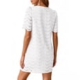 thumbnail image 4 of Pounoo Women's Dresses Crew Neck Short Sleeve Eyelet Embroidered Mini Dress Casual Summer Wear Lightweight Breathable Loose Fit Sundresses Gift, 4 of 5