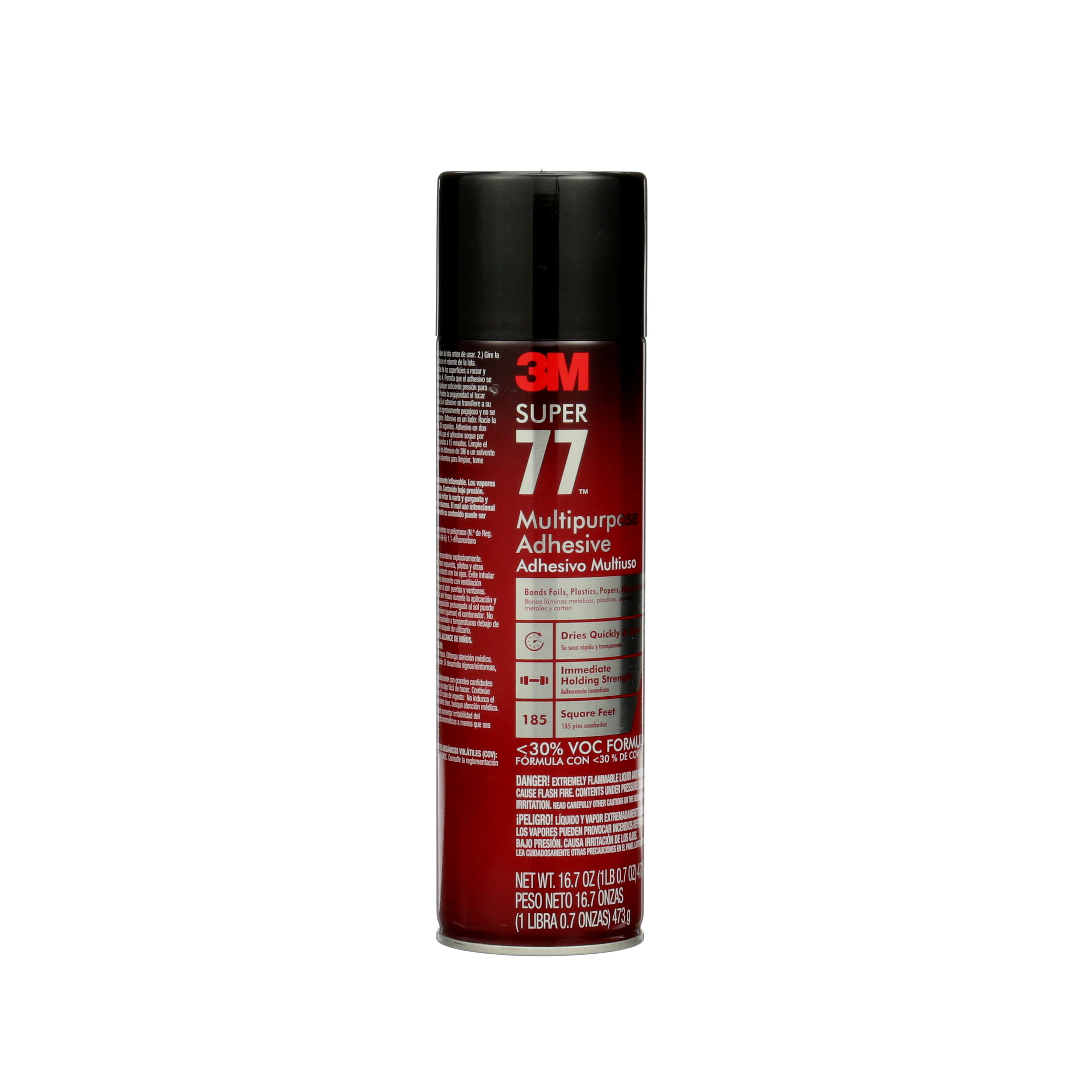 3M Super 77 Multipurpose Permanent Spray Adhesive Glue, Paper, Cardboard,  Fabric, Plastic, Metal, Wood, Net Wt 16.75 oz (Pack of 2)