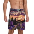 thumbnail image 2 of Balery Starry Night Purple Irises Pantalones cortos de pijama de punto de algodón para hombre con cinturilla y bolsillos-4X-Large, 2 of 6