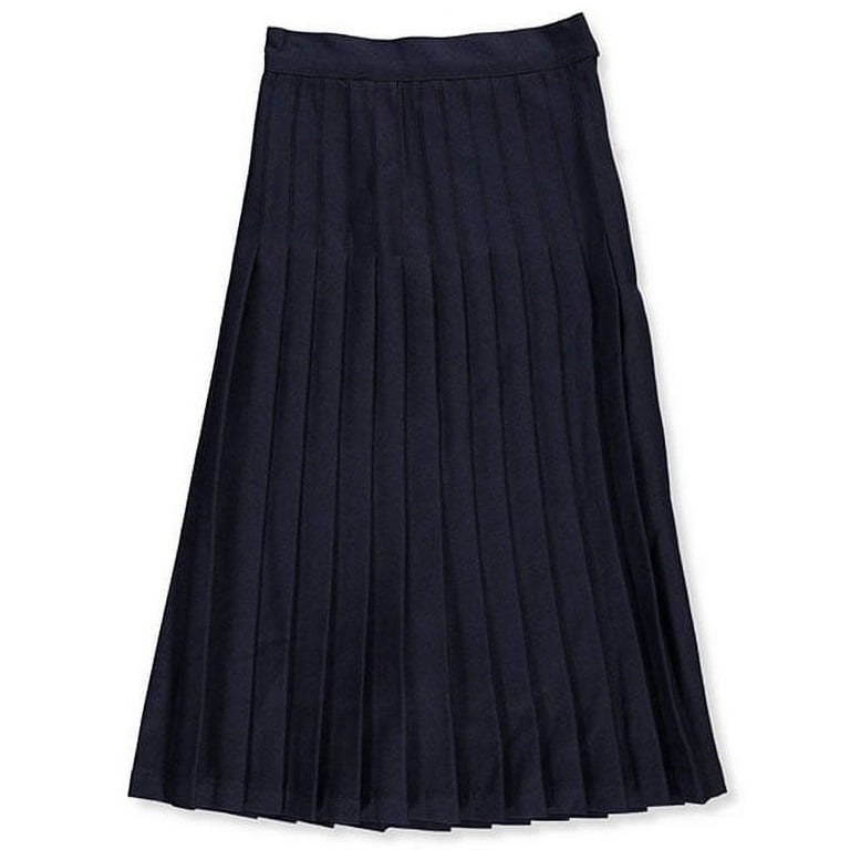 Navy blue pleated long skirt hot sale