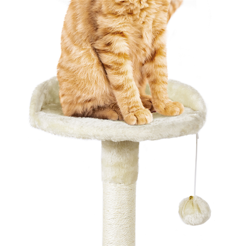 Easyfashion Cat Tree & Condo Scratching Post Tower, Beige, 52.2" - image 5 of 12