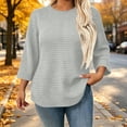 thumbnail image 4 of SuTry Plus Size Women's Sweatshirt Crew Neck 3/4 Sleeve Quilted Pullover with Curved Hem for Casual Fall Days and Cozy Lounging, 4 of 8