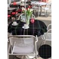 thumbnail image 5 of Outdoor Tablecloths with Umbrella Hole & Zipper, Black Geometric Round Tablecloths 60 Inch, Vintage Grid Plaid Colorful Lines Waterproof Table Cloth, Patio/Pool/Picnic Table Covers, 5 of 8