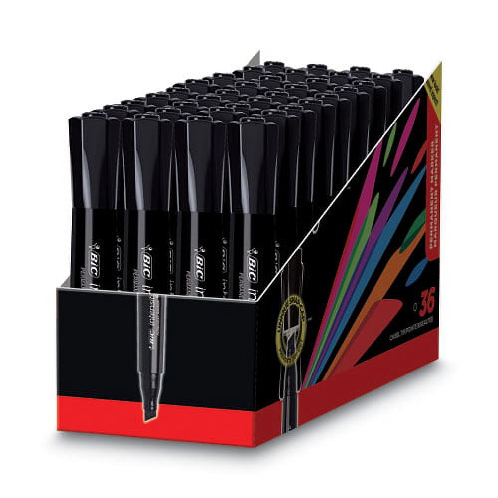 Intensity Chisel Tip Permanent Marker Value Pack, Broad Chisel Tip, Black, 36/pack | Bundle of 2