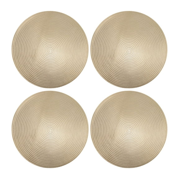 4 Pcs Hollow Round Placemat Place Mats for Kitchen Dining Table Washable Table Mats Gold Tone