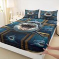 thumbnail image 4 of Castle Fairy Gallery Great White Shark Queen Sheets 4 Pieces,Ornate Gold Frame Underwater Print Queen Sheet Sets,Navy Gold,1 Fitted Sheet,1 Flat Sheet and 2 Pillowcases, 4 of 6
