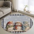 thumbnail image 2 of Christmas Round Area Rug 3 FT, Small Kitchen Bathroom Mat, Blue Snowman Xmas Winter Snowflake Black Plaid Washable Indoor Outdoor Throw Runner Carpet Doormat for Table Shower Sofa Entryway, 2 of 9