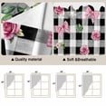 thumbnail image 5 of Valentine's Day Swag Valances for Windows, Kitchen Curtains 36 Inch Length 2 Panels Set, Spring Roses Pink Bows Black White Plaid Short Curtains for Small Windows Rod Pocket Cafe Curtains 28"x36", 5 of 8
